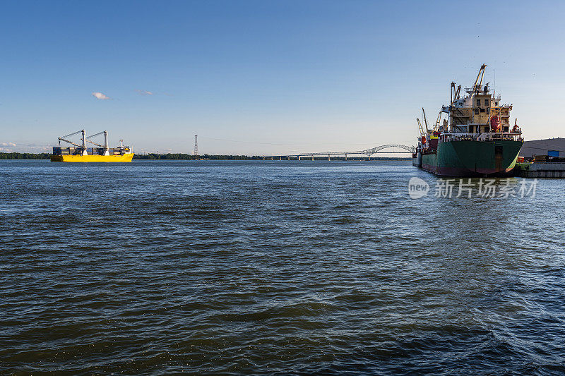 container ship on St. Lawrence River in Trois-Rivieres in Canada